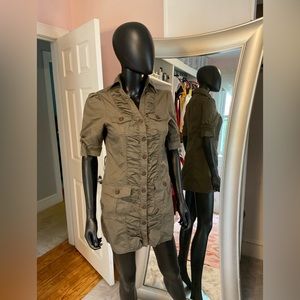 Green button down shirt dress size medium